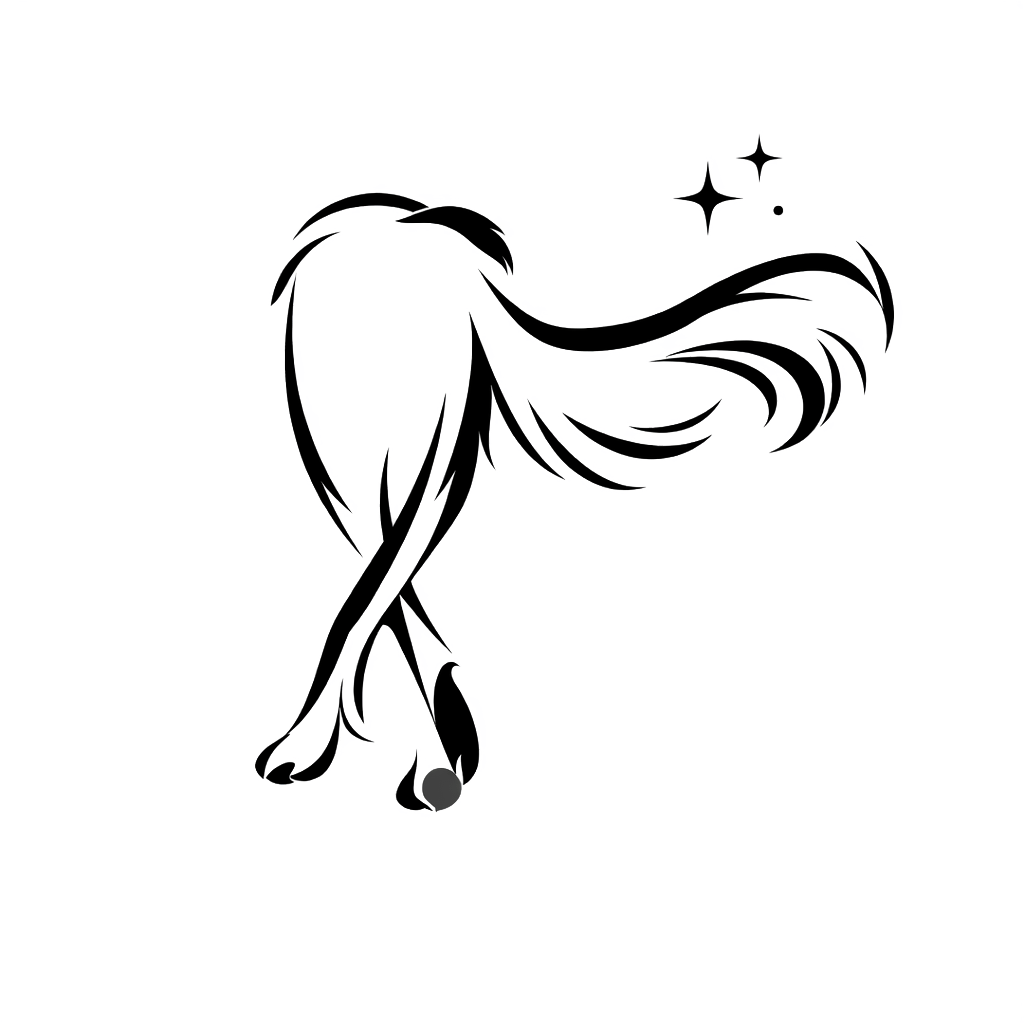 A silhouette of a dancing Silken Windhound puppy