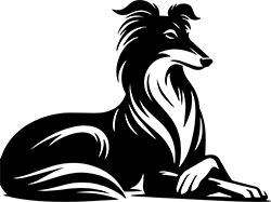 Silhouette of a Silken Windhound in black
